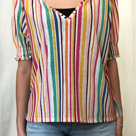Colorful Stripe Blouse (New With Tag) - Picture 3 of 6
